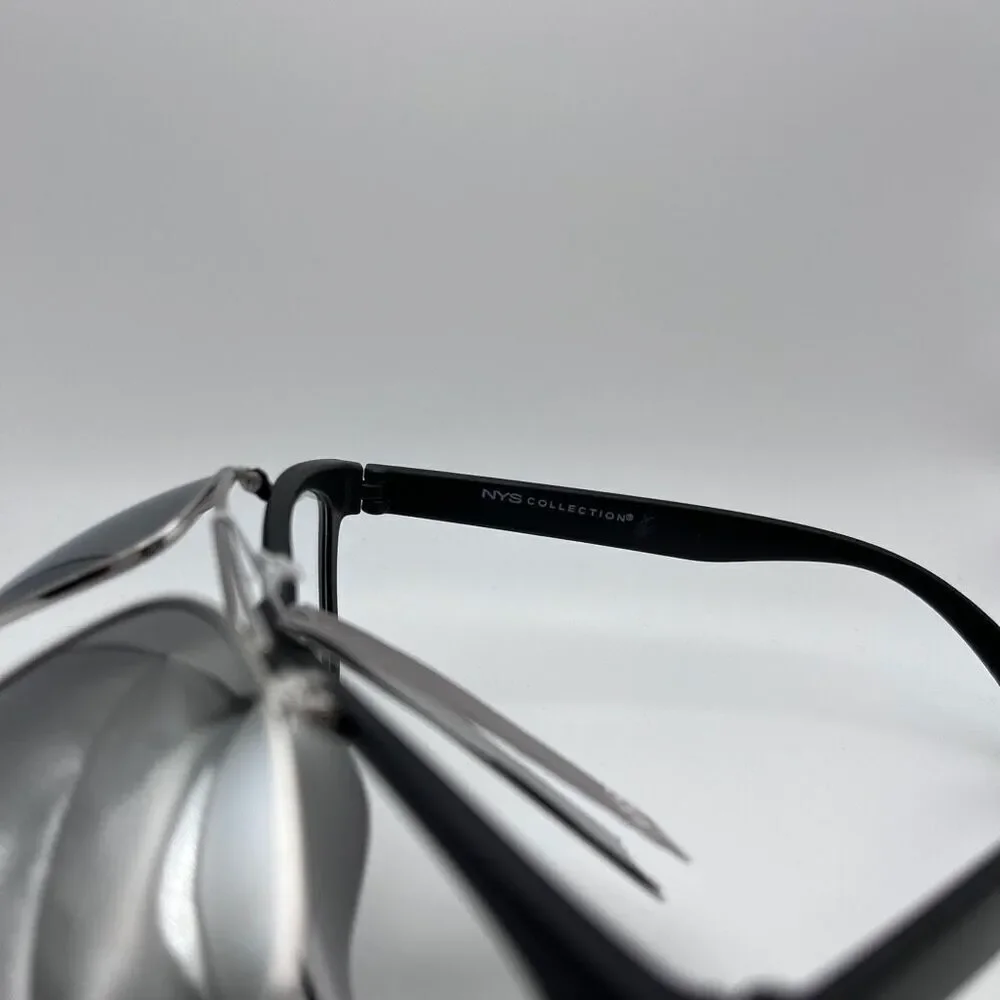 NYS Collection Womens Black Polarized Clip-on Sunglasses One Size NWT
